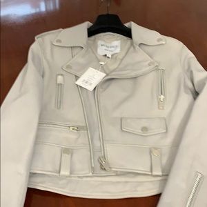 Grey Lambs Leather Motorcycle Jacket.